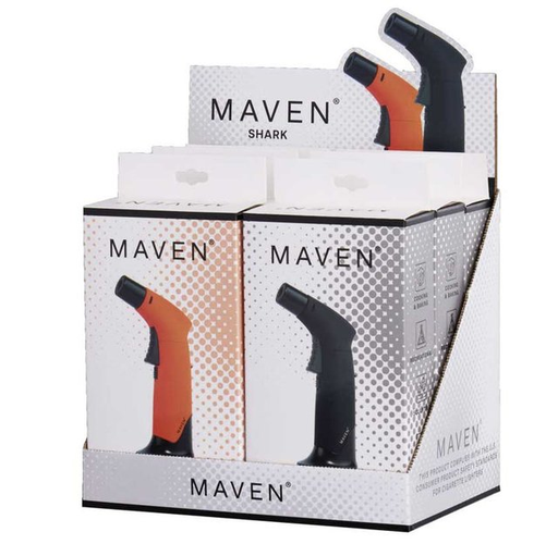 [Temp-HAM-003271] MAVEN SHARK TORCH LIGHTER BLACK & ORANGE BOX OF 6