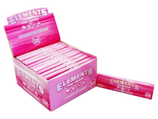 [ELEM-21217] ELEMENTS PINK CONNOISSEUR KINGSIZE SLIM ROLLING PAPER+TIPS 32CT BOX OF 24